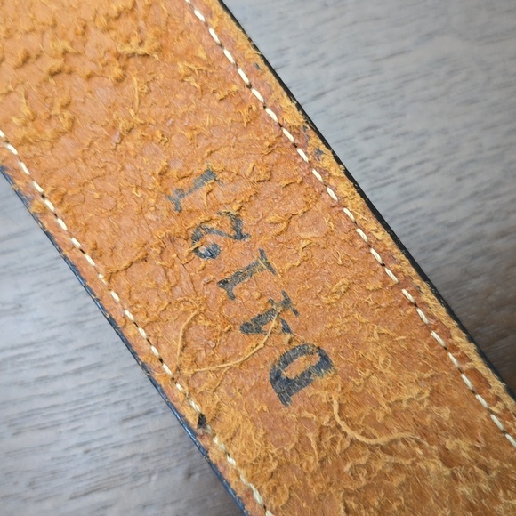 WESTERN Striped Leather Belt with Silver Buckle 44 - Picture 5 of 6